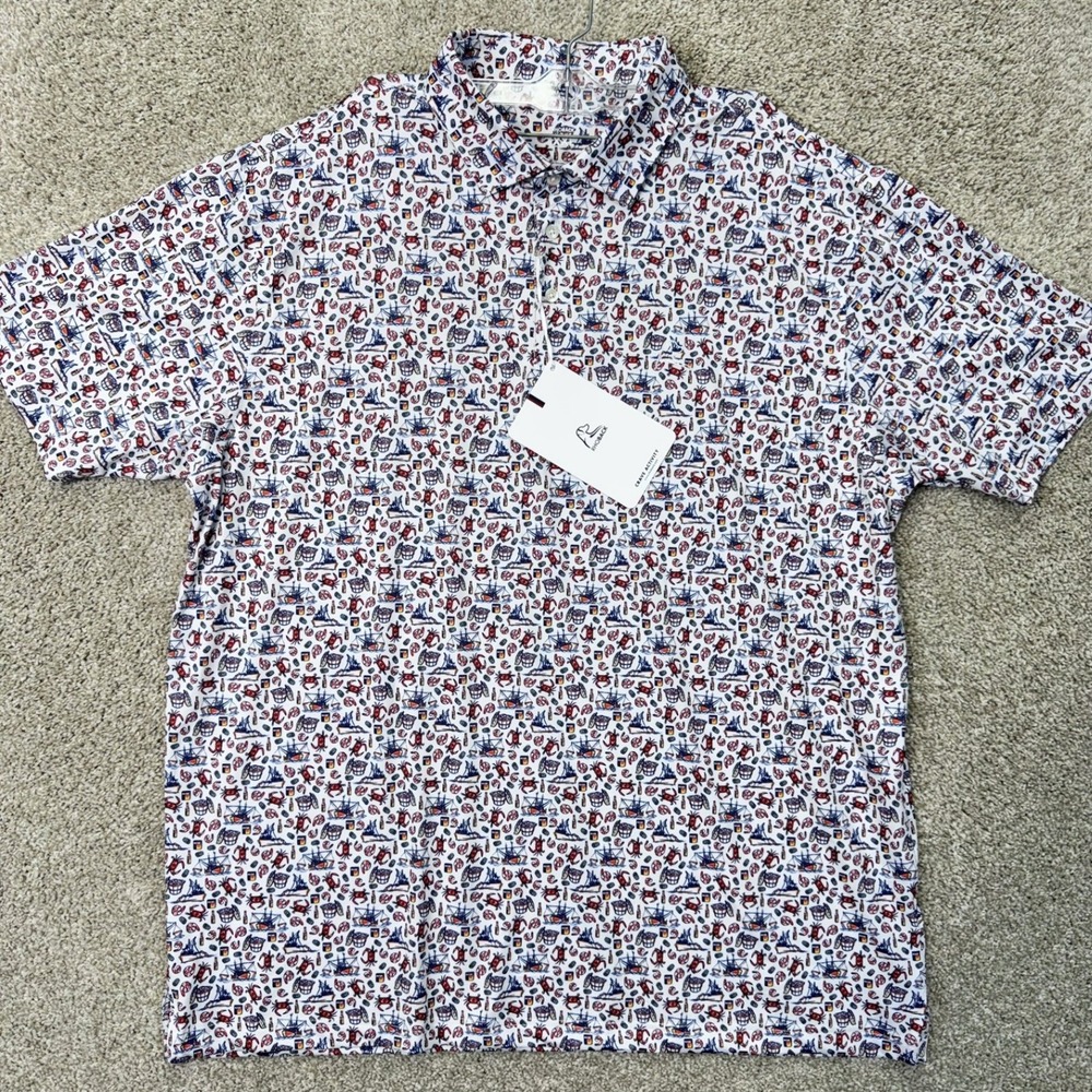 Rhoback Polo Men XXL The Old Bay White Vermilion Orange Performance NEW